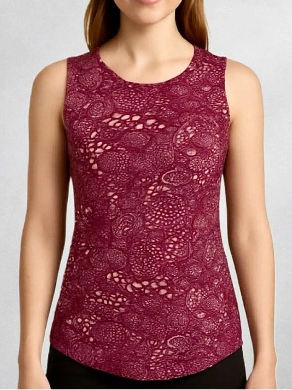 Lululemon Sculpt Tank In Red Paisley Lace Tank Top Womens Sz 4 Keyhole In Back